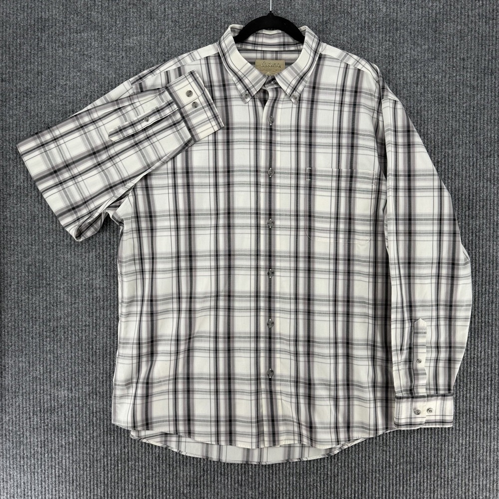 Y2K Cabela's work shirt plaid button down long sleeve mens XL outdoor career